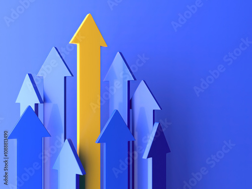 Abstract arrows rising upward. Business development, growth, and success