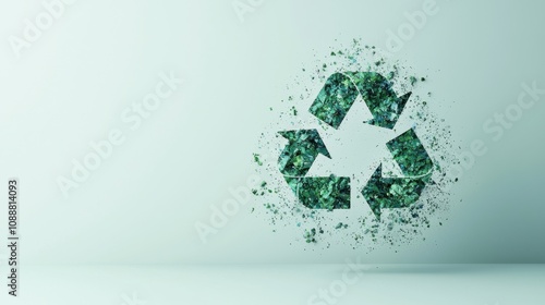 Creative watercolor recycling logo art studio digital artwork bright environment close-up view eco-friendly concept photo