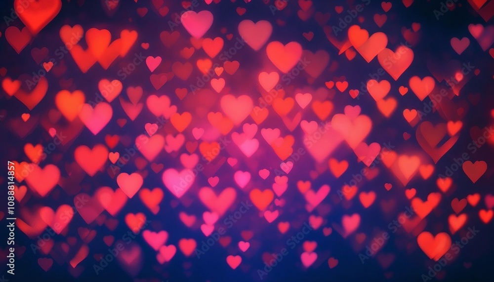 Glowing red and pink hearts bokeh background for Valentine's Day Glowing red and pink hearts bokeh background for Valentine's Day