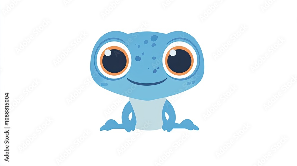 Adorable Cartoon Blue Salamander Sitting Happily Adorable Cartoon Blue Salamander Sitting Happily