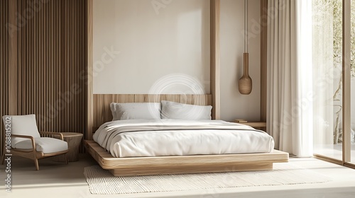 Wallpaper Mural Beautiful Colored Mockup Bedroom Interior Blank Poster Decoration Art Background Image, generative AI Torontodigital.ca