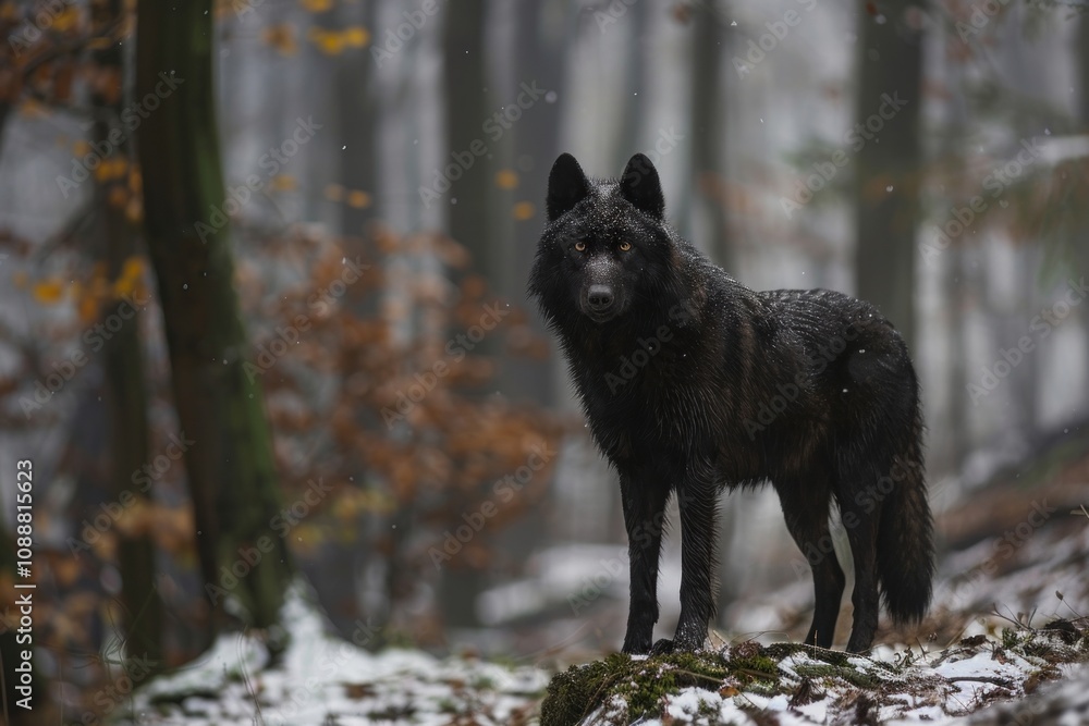 Photo of black wolf animal mammal canine. Photo of black wolf animal mammal canine.
