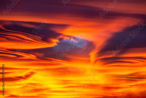 Lenticular clouds at sunset Amazing natural phenomena