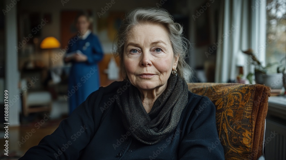 Care and Companionship: Elderly Woman Radiates Happiness.Concept of Elderly care, family support, healthcare, aging gracefully,nursing homes, home healthcare, geriatric medicine, elder care products. Care and Companionship: Elderly Woman Radiates Happiness.Concept of Elderly care, family support, healthcare, aging gracefully,nursing homes, home healthcare, geriatric medicine, elder care products.