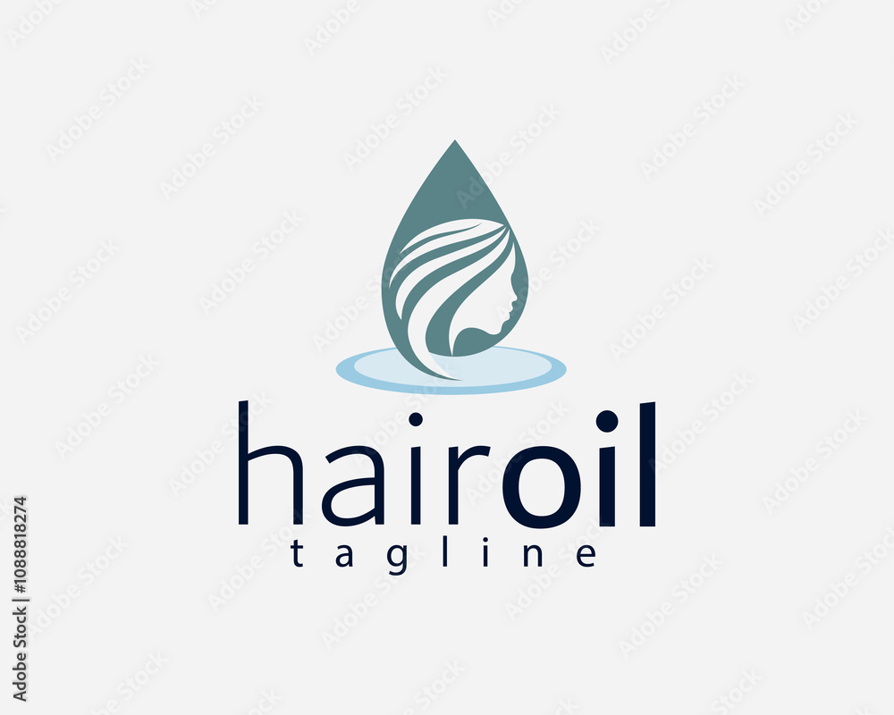 creative face and flowing hair in water droplets logo design creative face and flowing hair in water droplets logo design