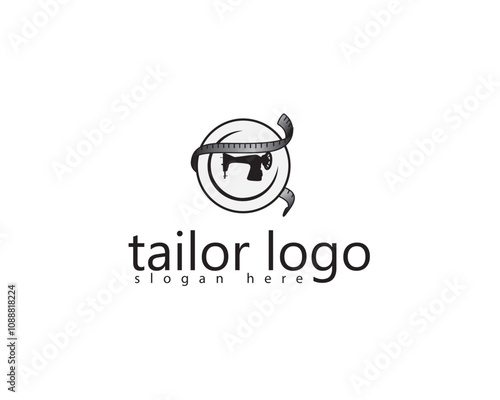 creative shirt buttons with a sewing machine in the middle and an unraveled meter logo design