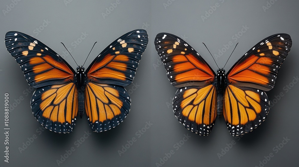 Two Monarch Butterflies Display Two Monarch Butterflies Display