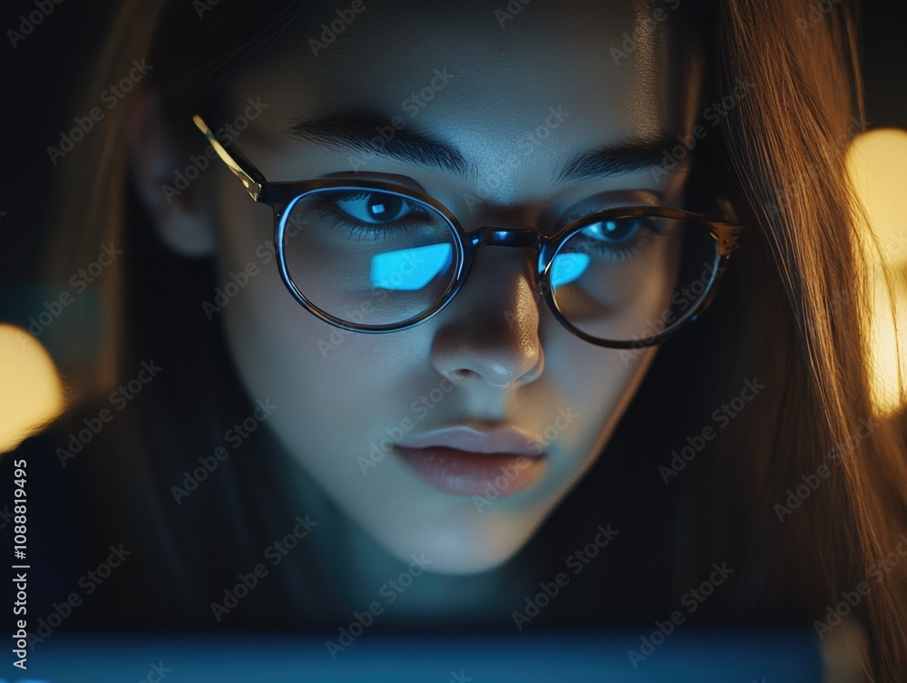 Tech-Savvy Woman Focused on Laptop Tech-Savvy Woman Focused on Laptop