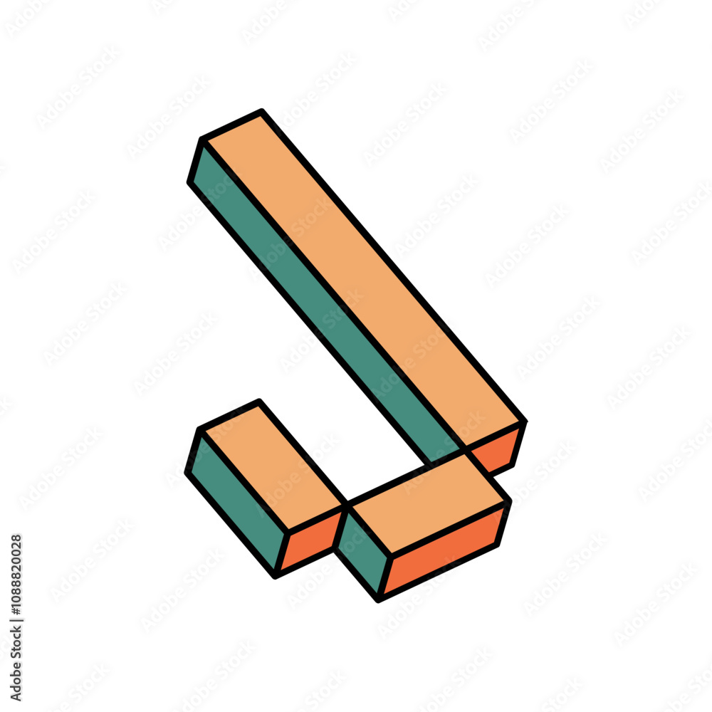 Isometric Colorful letter J, 3D alphabet illustration Isometric Colorful letter J, 3D alphabet illustration