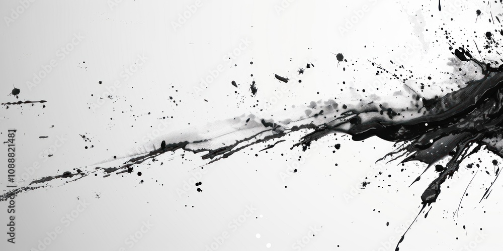 Obraz premium Abstract Black Ink Splatter on White Background