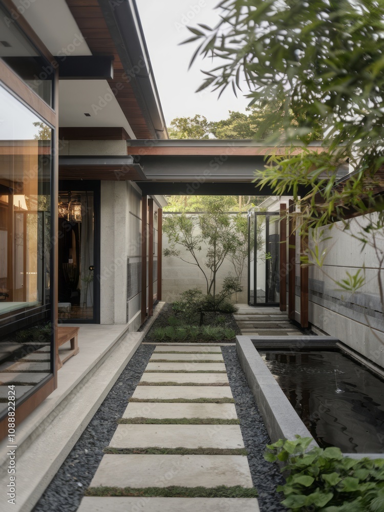 Modern Contemporary Home with Floor-to-Ceiling Windows and Beautiful Landscaping Modern Contemporary Home with Floor-to-Ceiling Windows and Beautiful Landscaping