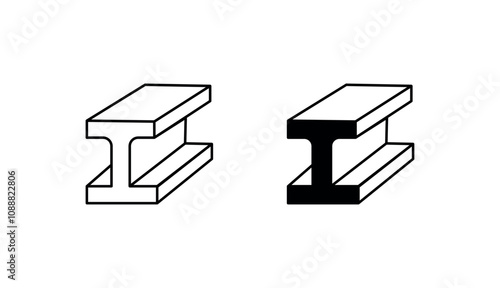 Steel Beam icon design with white background stock illustration