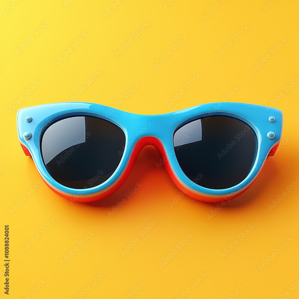 Vibrant and Playful Sunglasses on Bright Yellow Background Vibrant and Playful Sunglasses on Bright Yellow Background
