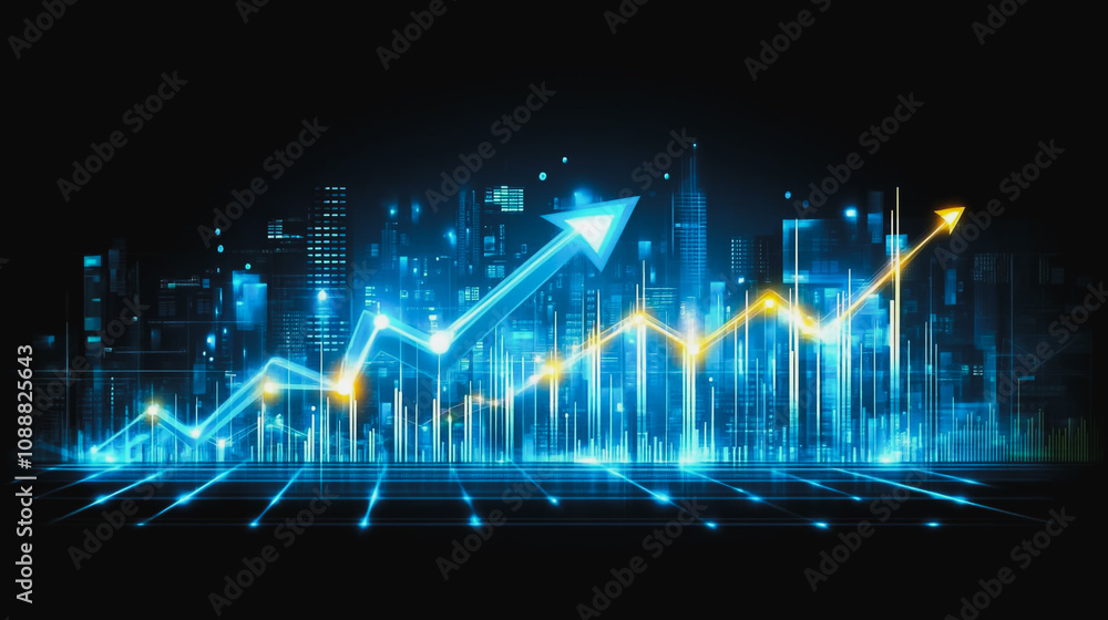 Abstract black background with 3D Colorful charts and graphs with statistics to innovative analyze business potential and forecast future development of companies growth. Abstract black background with 3D Colorful charts and graphs with statistics to innovative analyze business potential and forecast future development of companies growth.