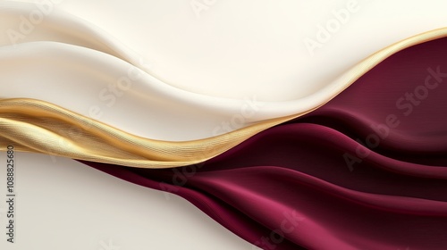 Elegant waves of fabric in cream gold and burgundy a visual symphony of textures and tones for creative designs