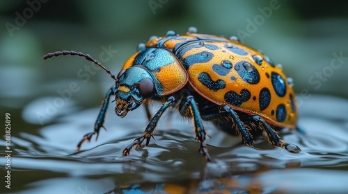 Colorful Beetle on Water