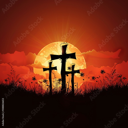 The concept of the silhouette of the three cross  