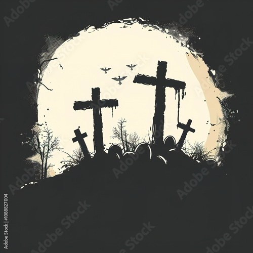 The concept of the silhouette of the three cross  