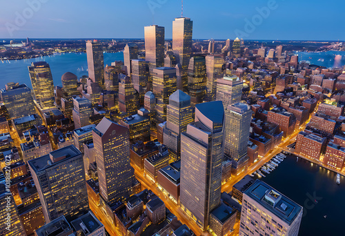 Aerial photography of modern architectural landscapes at night photo