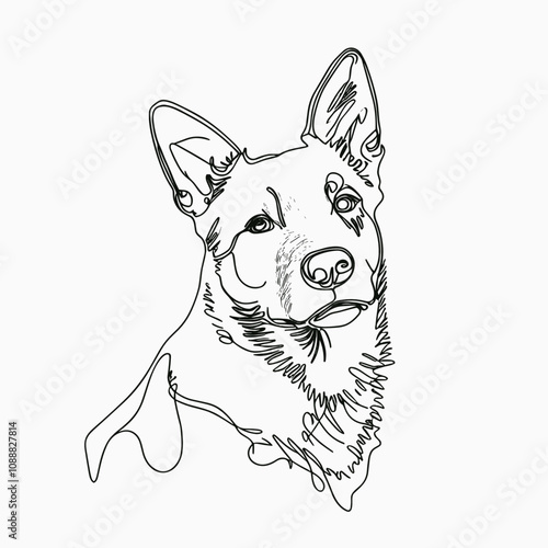 Minimalist Line Art of Australian Cattle Dog