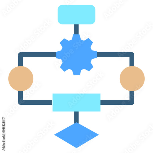 Algorithm flat color icon. use for modern concept, print, UI, UX kit, web and app development. Vector EPS 10, related to artificial intelligence, technology theme.