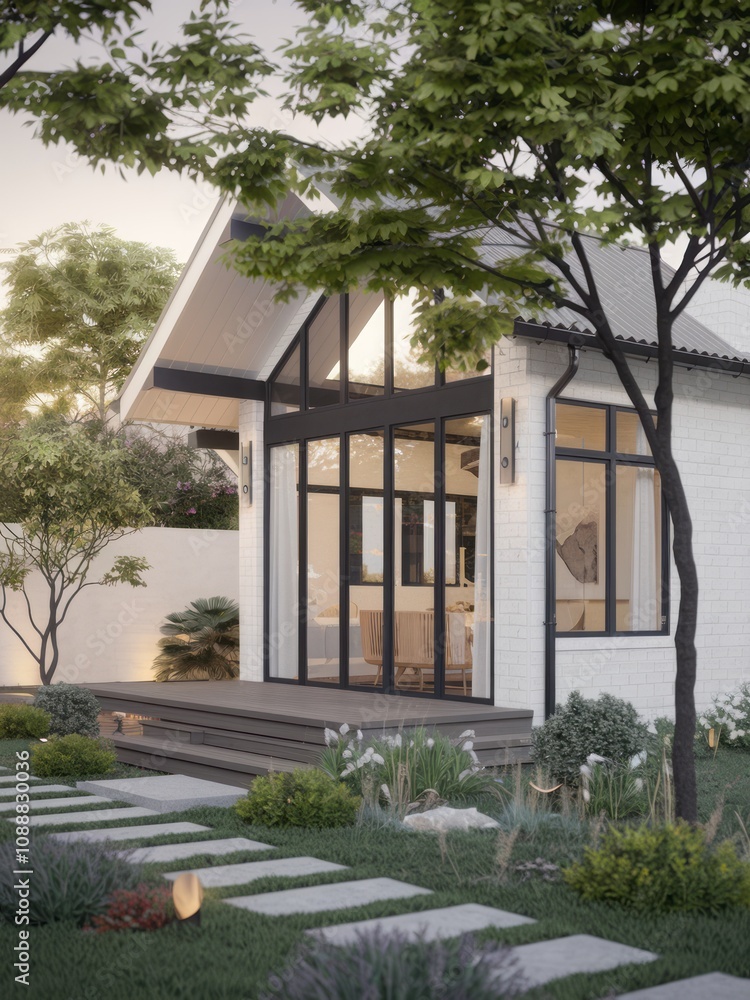 Modern Contemporary Home with Floor-to-Ceiling Windows and Beautiful Landscaping Modern Contemporary Home with Floor-to-Ceiling Windows and Beautiful Landscaping