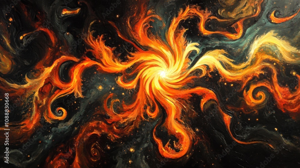 Flames engulf darkness. Generative AI Flames engulf darkness. Generative AI