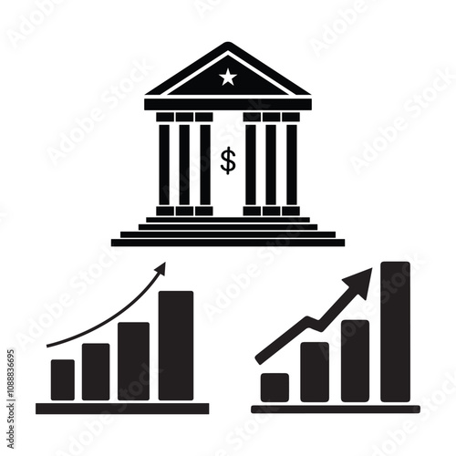 Finance icon set vector art illustration.