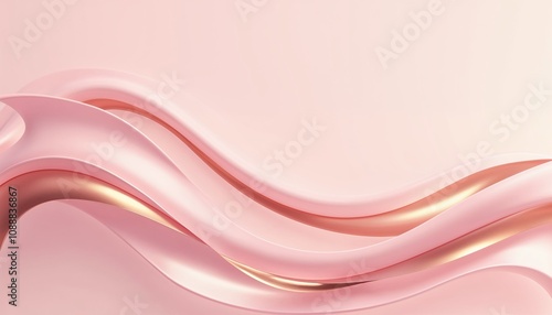 Abstract pink and gold wavy layered background