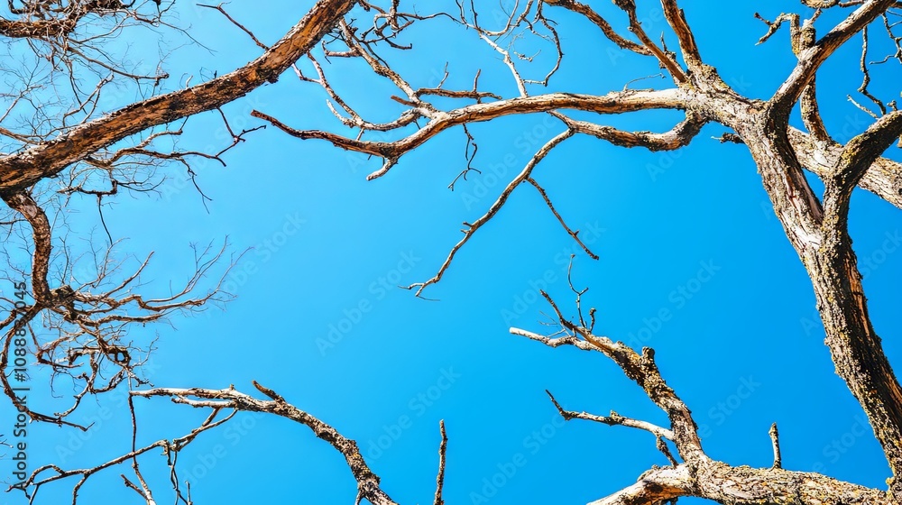 Bare Tree Branches Against a Vivid Blue Sky Bare Tree Branches Against a Vivid Blue Sky