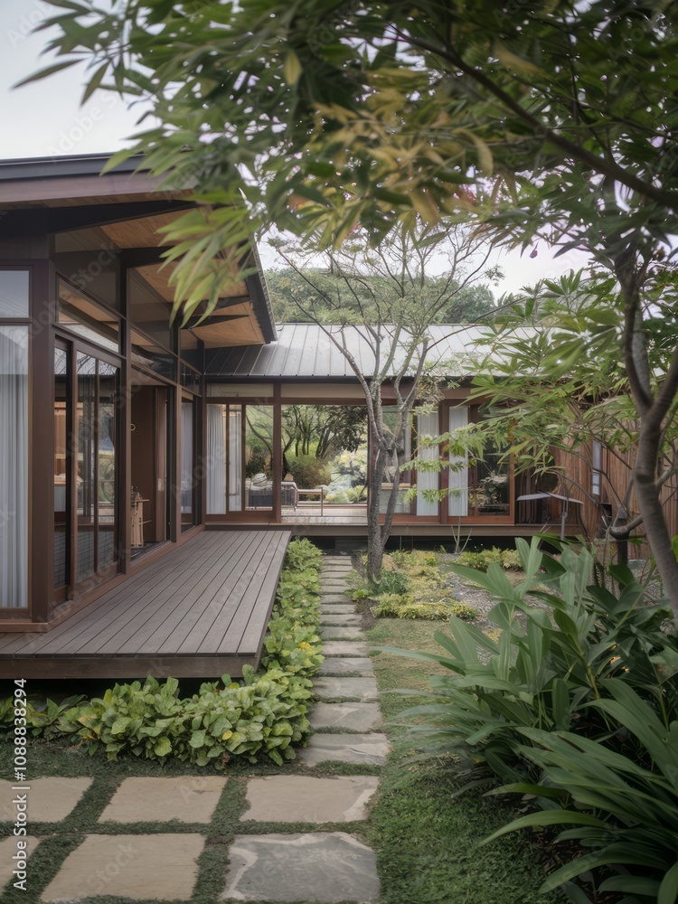 Modern Contemporary Home with Floor-to-Ceiling Windows and Beautiful Landscaping Modern Contemporary Home with Floor-to-Ceiling Windows and Beautiful Landscaping
