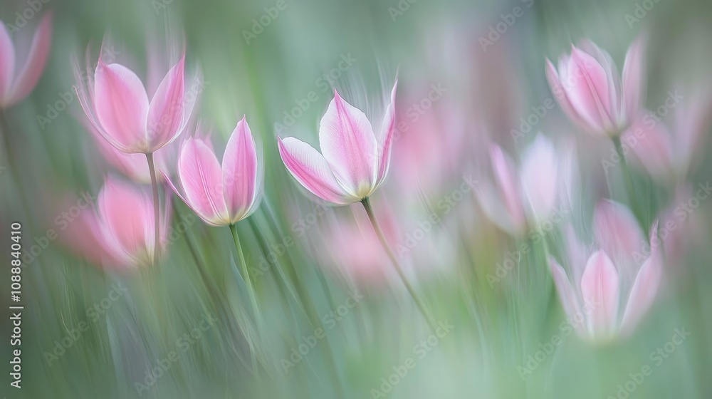 Obraz premium Delicate Pink Tulips in Bloom