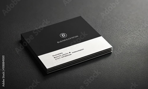 Stack of Modern Black and White Business Cards with Minimalist Design