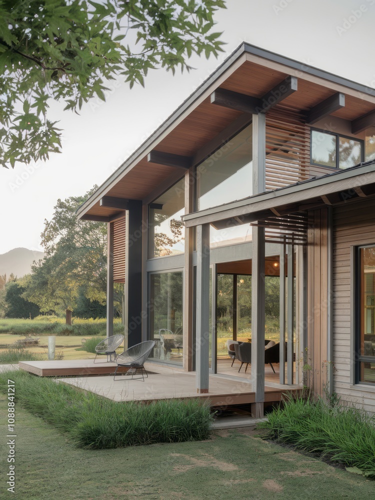 Modern Contemporary Home with Floor-to-Ceiling Windows and Beautiful Landscaping Modern Contemporary Home with Floor-to-Ceiling Windows and Beautiful Landscaping