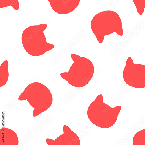 Seamless pattern with pink cat head