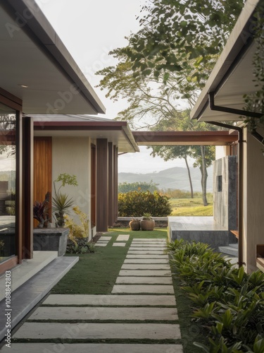 Wallpaper Mural Modern Contemporary Home with Floor-to-Ceiling Windows and Beautiful Landscaping Torontodigital.ca