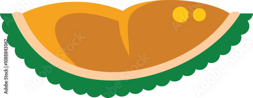Minimalist illustration featuring a ripe durian fruit, showing its seeds and flesh, isolated on a white background