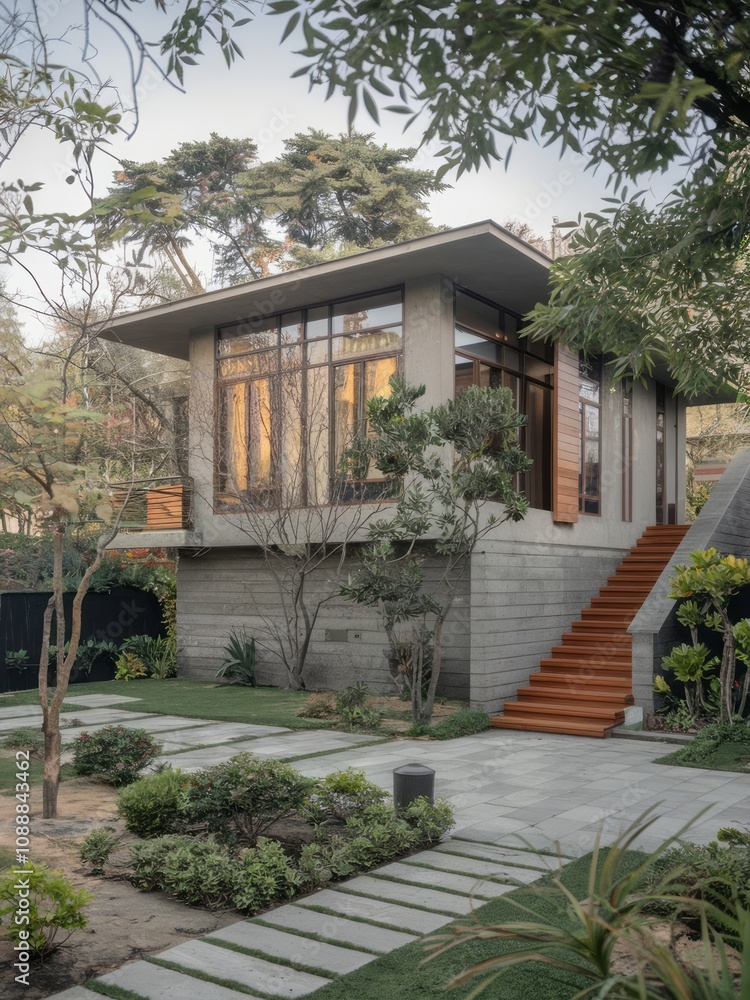 Modern Contemporary Home with Floor-to-Ceiling Windows and Beautiful Landscaping Modern Contemporary Home with Floor-to-Ceiling Windows and Beautiful Landscaping