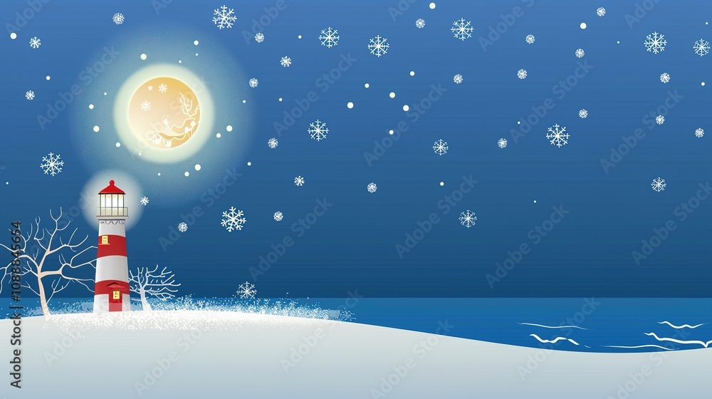 Fototapeta premium Celestial Glow: A Moonlit Winter Wonderland
