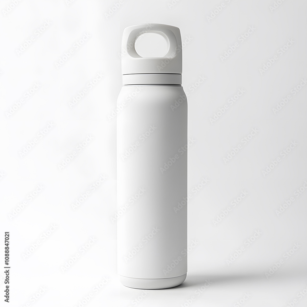 white water bottle mockup, lid with handle, white background, high resolution photography white water bottle mockup, lid with handle, white background, high resolution photography
