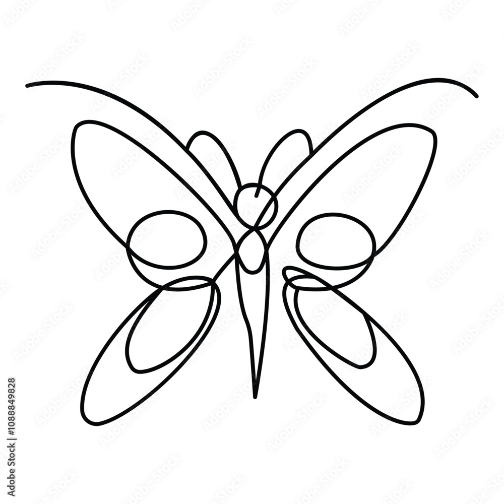 Naklejka premium Butterfly Single continuous line art