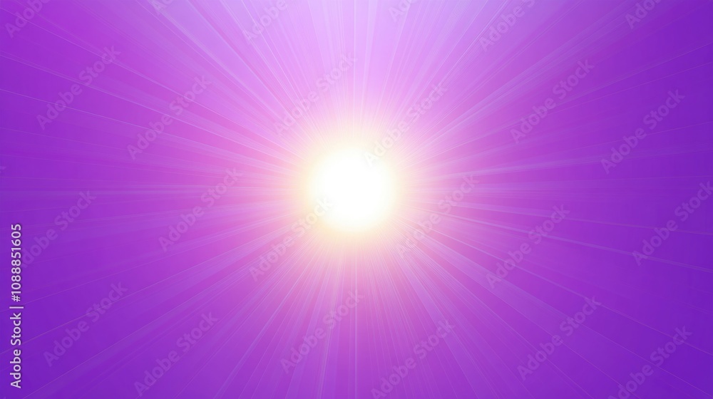 Fototapeta premium The sun shining brightly against a purple backdrop, possibly indicating the beginning or end of a day in space.