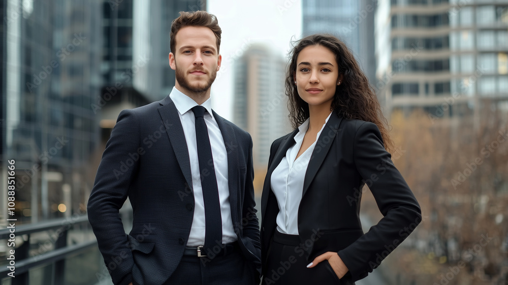 Professional Portrait of Young Business Partners in Urban Setting Professional Portrait of Young Business Partners in Urban Setting