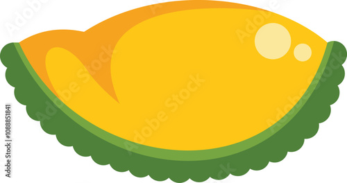 Vector illustration of the inside of a ripe durian fruit, showing the yellow flesh