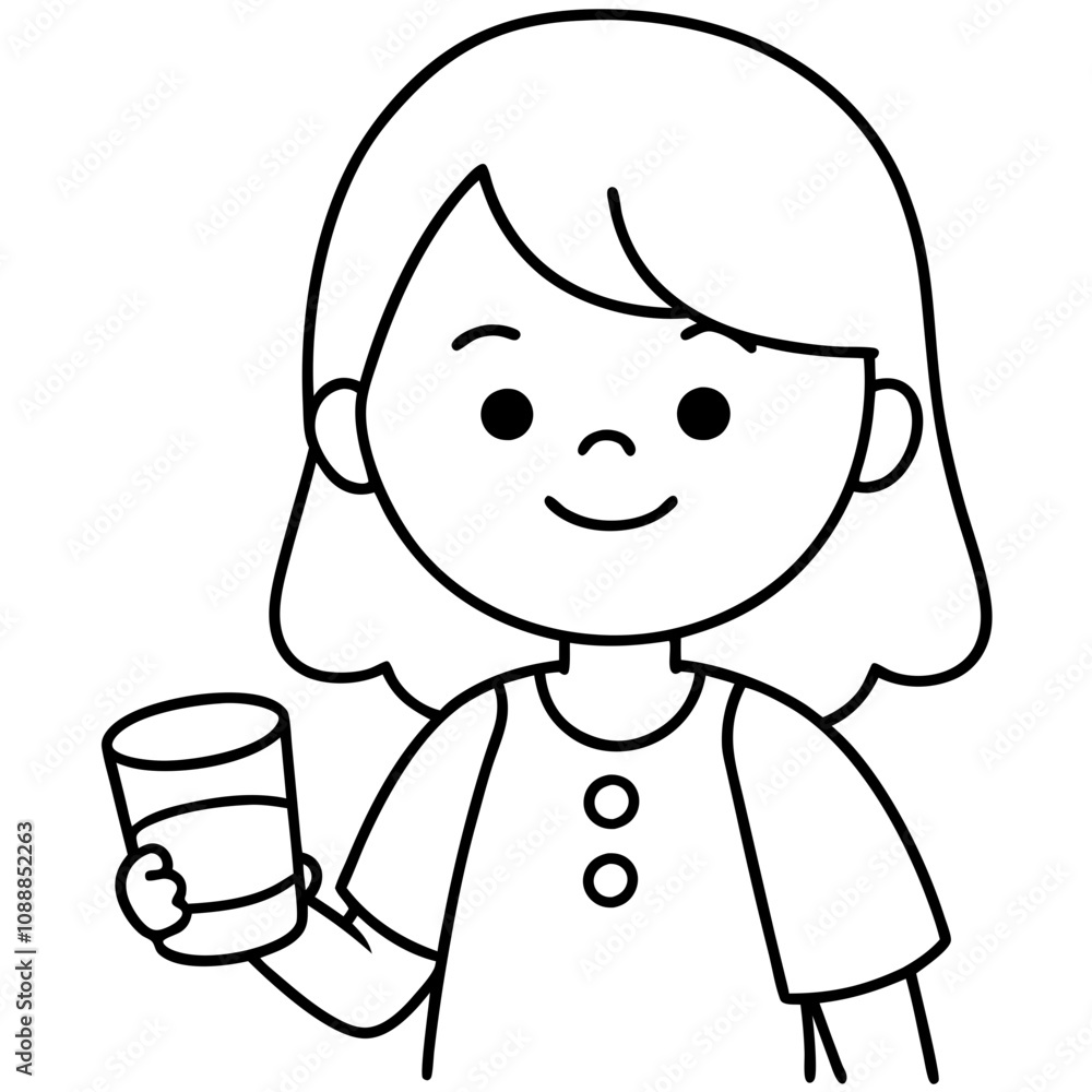 little girl with pill and glass of water smiles