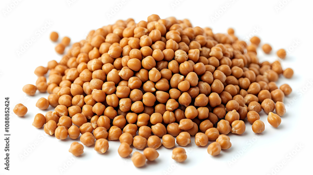 A Close-Up View of Roasted Chickpeas Forming a Pile on a White Background A Close-Up View of Roasted Chickpeas Forming a Pile on a White Background