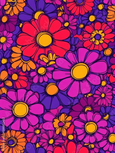 Abstract floral pattern with bright colors. Use as a background or design element in various projects.