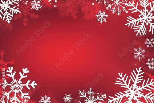 Red background with snowflakes art illustration pattern.