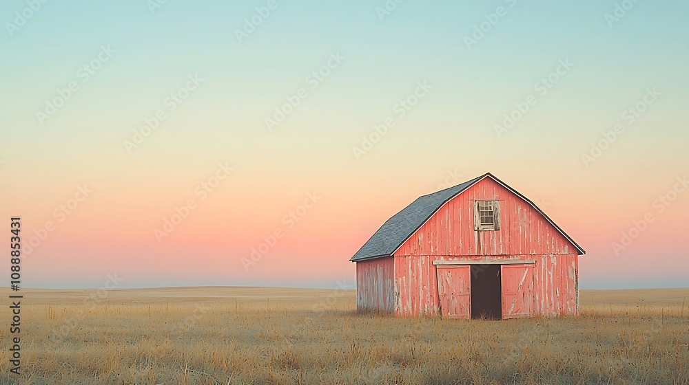 Rustic Barn Stands in Golden Field at Sunset, Serenity, Tranquility, Peaceful Rural Landscape, Countryside Charm, Agricultural Setting, Pastoral Scene, Farm Building, Weathered Wood, Autumnal Hues Rustic Barn Stands in Golden Field at Sunset, Serenity, Tranquility, Peaceful Rural Landscape, Countryside Charm, Agricultural Setting, Pastoral Scene, Farm Building, Weathered Wood, Autumnal Hues
