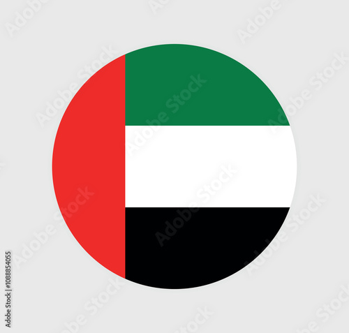 United Arab Emirates National Flag vector icon. Round flag of United Arab Emirates.